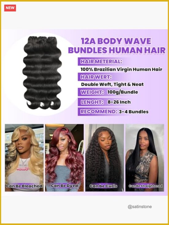 Body Wave Human Hair Bundles 14-20 Inch 4 Bundles Double Weft Quick Weave main image 6